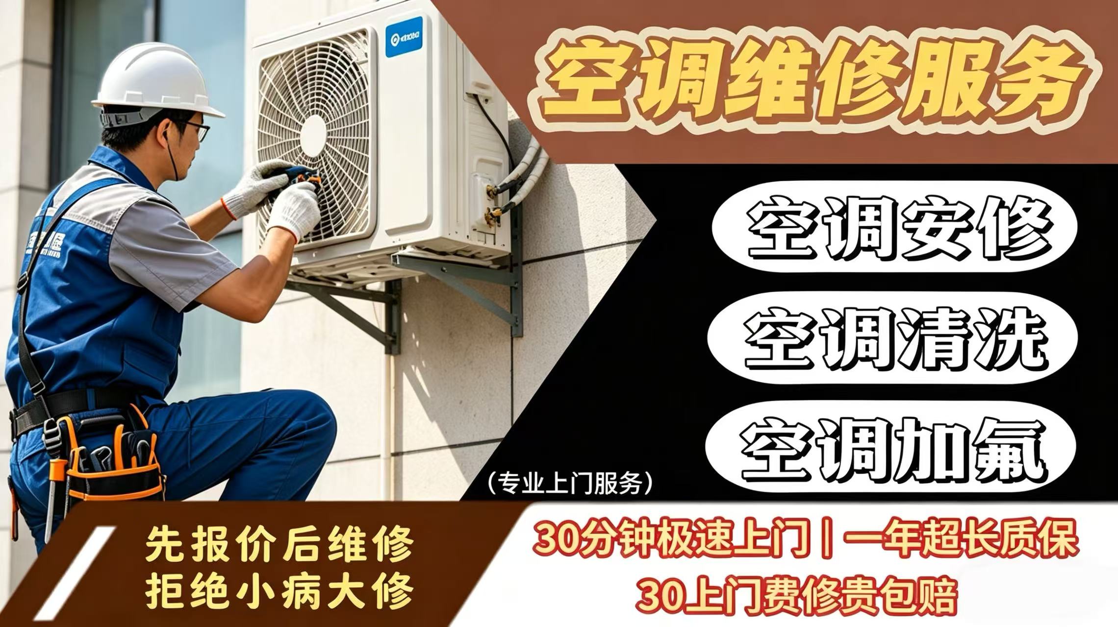 专业技师进行空调加氟操作