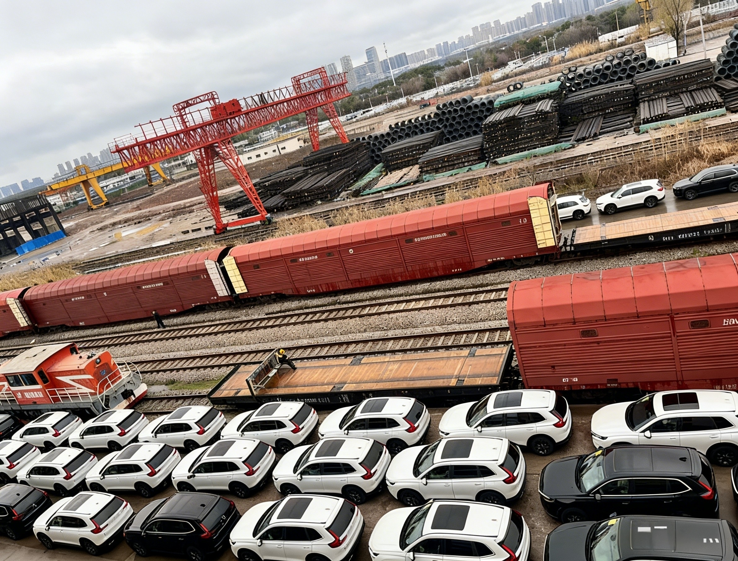 铁路汽车托运车辆装载现场